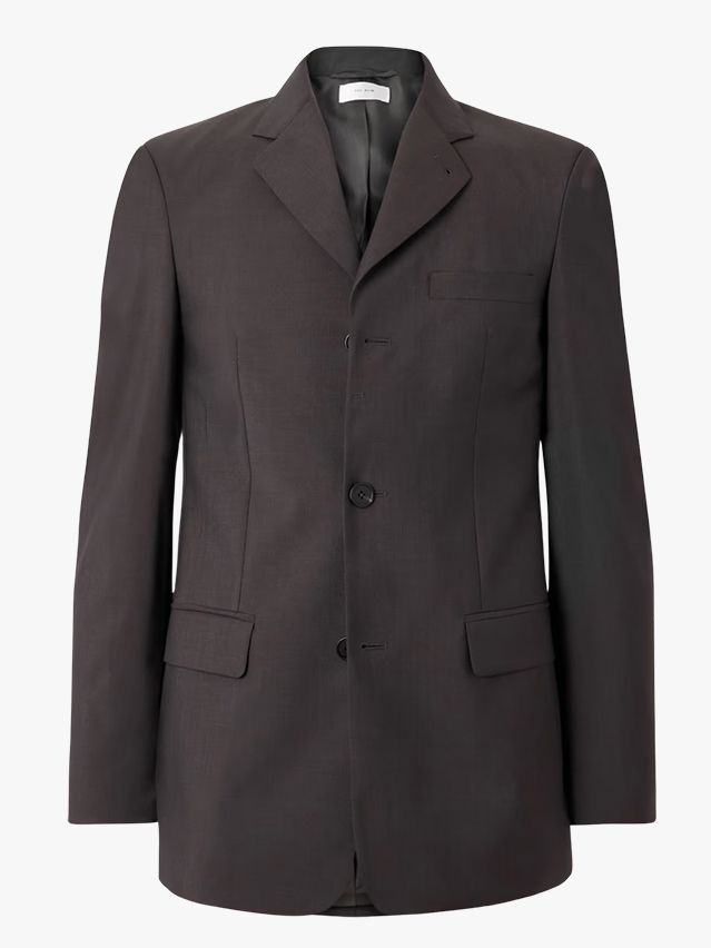 Image may contain: Clothing, Coat, Blazer, Jacket, Formal Wear, and Suit