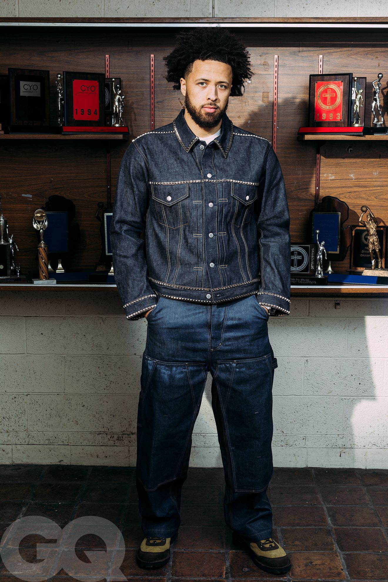 Image may contain Clothing Pants Jeans Person Standing Adult Coat and Hair