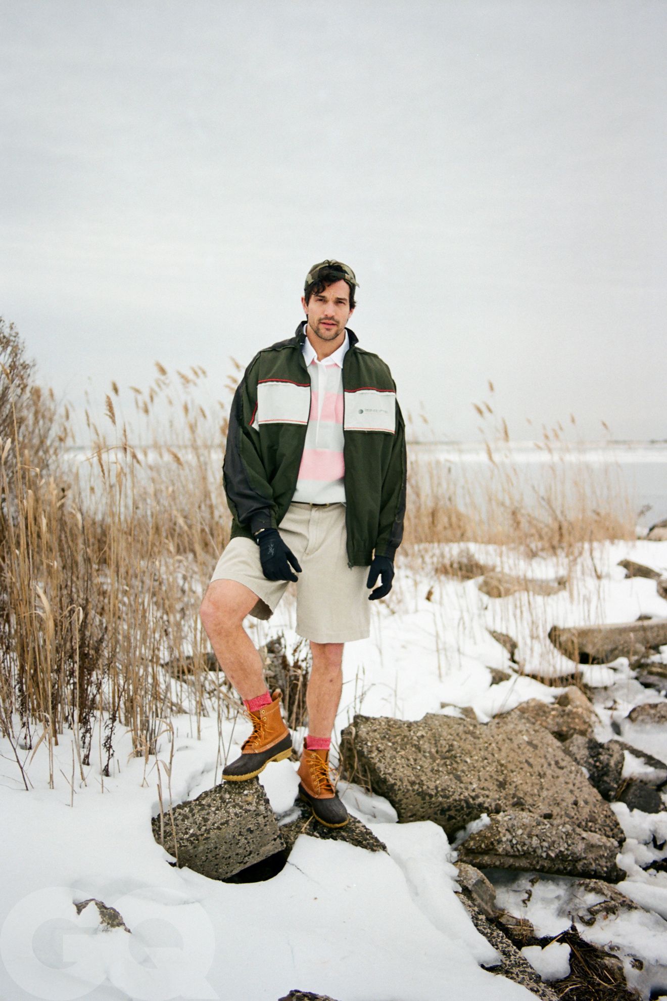 Image may contain Antoine Vermette Clothing Shorts Footwear Shoe Coat Face Head Person Photography and Portrait