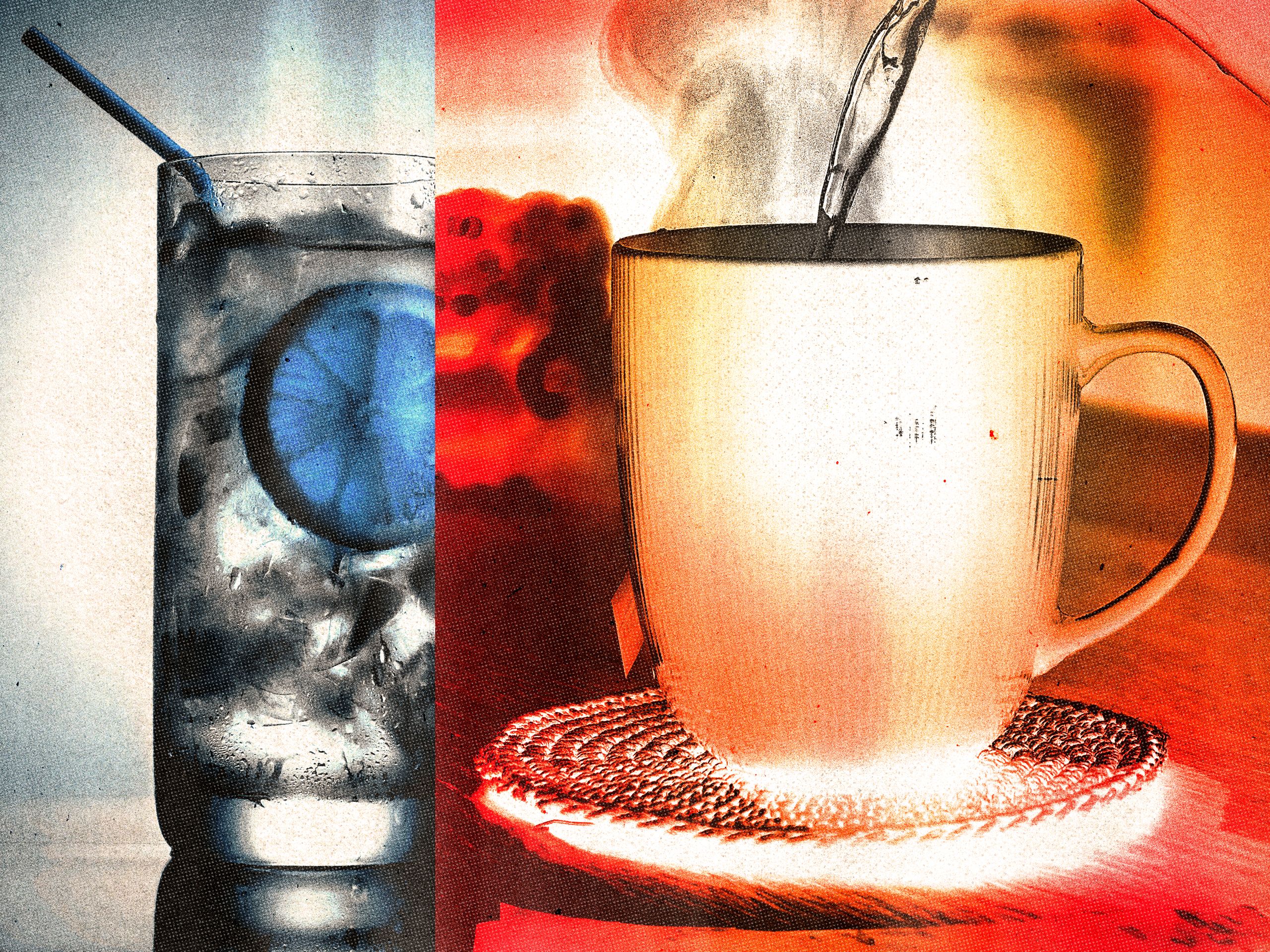 Image may contain hot water vs. cold water Cup Art and Painting