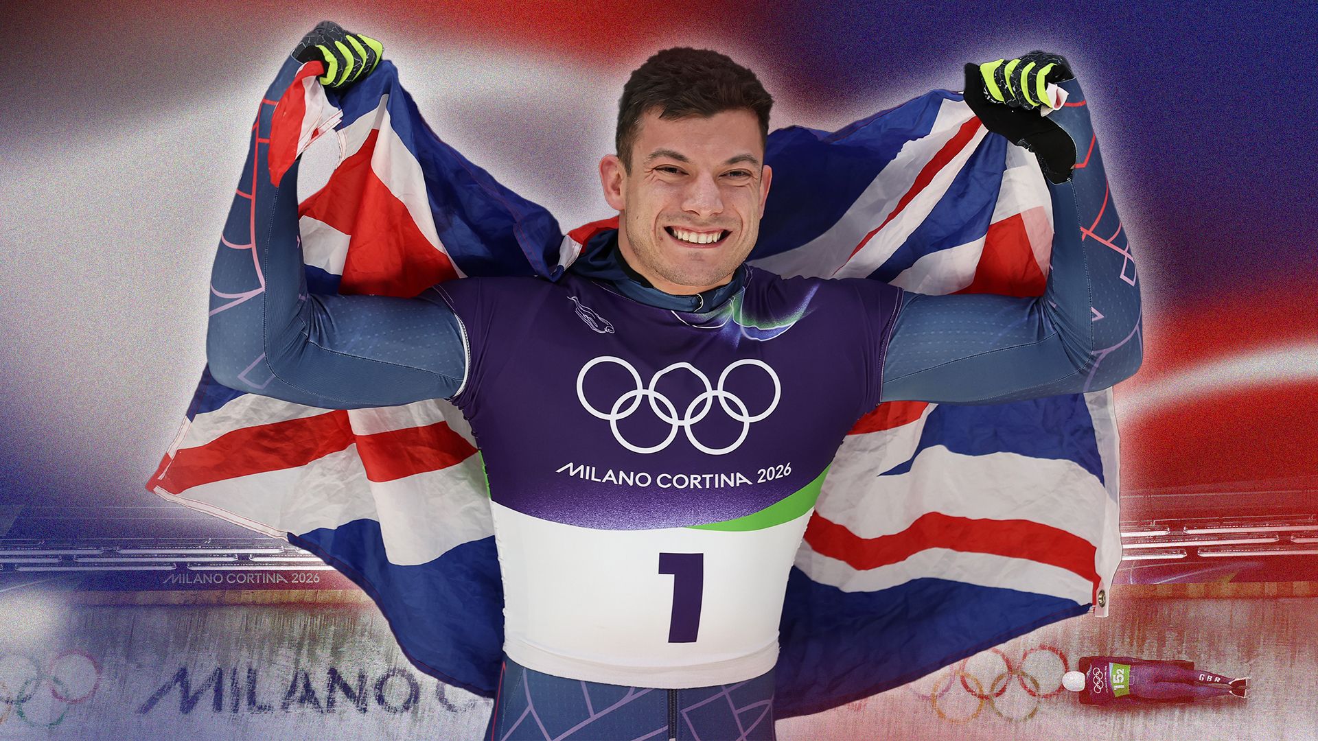 Image may contain skeleton olympian matt weston skeleton olympics Head Person Adult Face and Happy