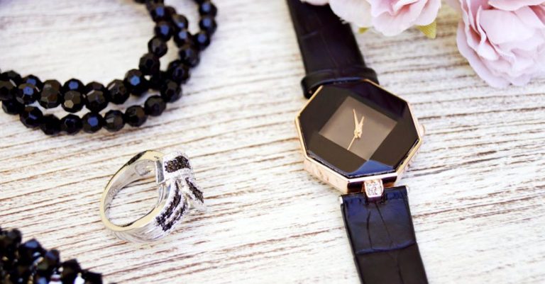 Accessories - Black and Gold-colored Analog Watch With Leather Strap
