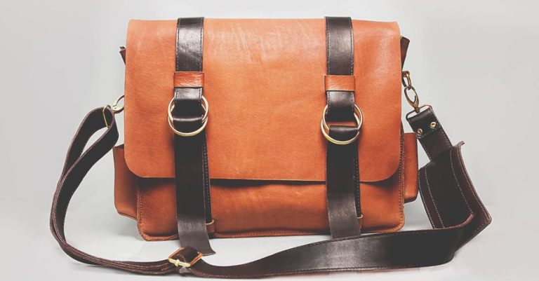 Bags - Orange and Black Leather Satchel Bag